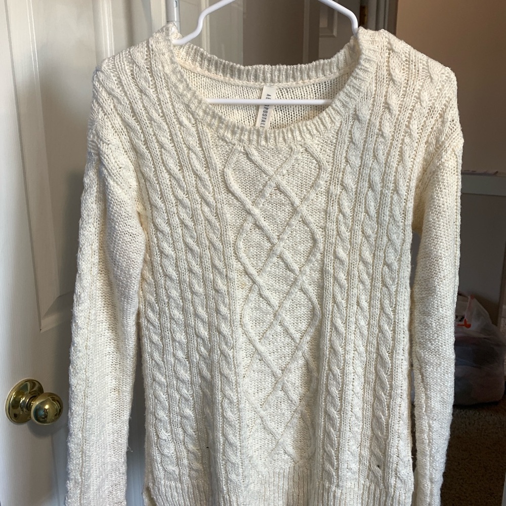 White Cable Knit Sweater